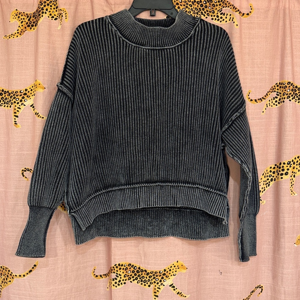 Zénana Mock Neck Ribbed Knit Sweater - Picture 3 of 8